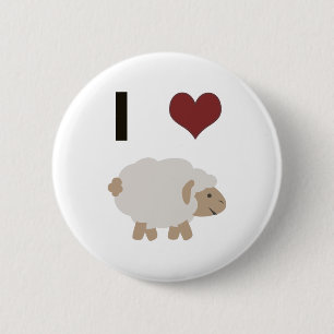I Herz (Liebe) Schafe Button