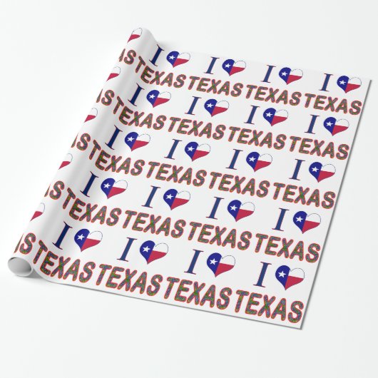 I (Herz) Liebe Texas Bluebonnet Flag Geschenkpapier (Ungerollt)