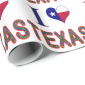I (Herz) Liebe Texas Bluebonnet Flag Geschenkpapier (Rolleneckpunkt)
