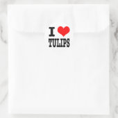 I HERZ (LIEBE) TULIPS RUNDER AUFKLEBER (Tasche)