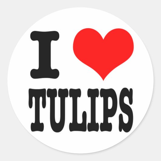 I HERZ (LIEBE) TULIPS RUNDER AUFKLEBER (Vorderseite)