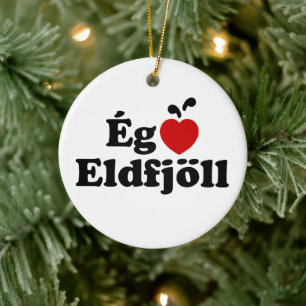 I Herz (Liebe) Vulkane [Ég Elska Eldfjöll] Keramik Ornament