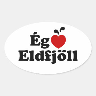 I Herz (Liebe) Vulkane [Ég Elska Eldfjöll] Ovaler Aufkleber