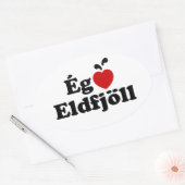 I Herz (Liebe) Vulkane [Ég Elska Eldfjöll] Ovaler Aufkleber (Umschlag)