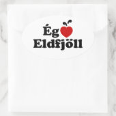 I Herz (Liebe) Vulkane [Ég Elska Eldfjöll] Ovaler Aufkleber (Tasche)