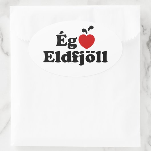 I Herz (Liebe) Vulkane [Ég Elska Eldfjöll] Ovaler Aufkleber (Tasche)