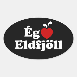 I Herz (Liebe) Vulkane [Ég Elska Eldfjöll] Ovaler Aufkleber