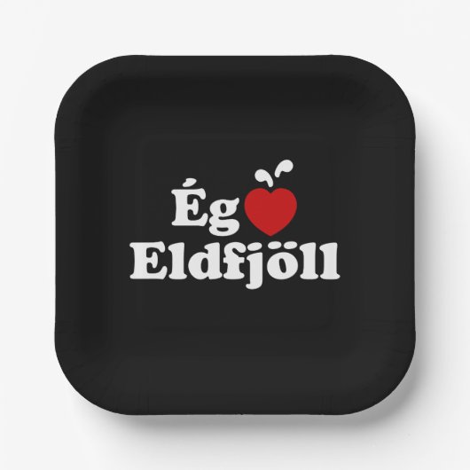 I Herz (Liebe) Vulkane [Ég Elska Eldfjöll] Pappteller (Vorderseite)