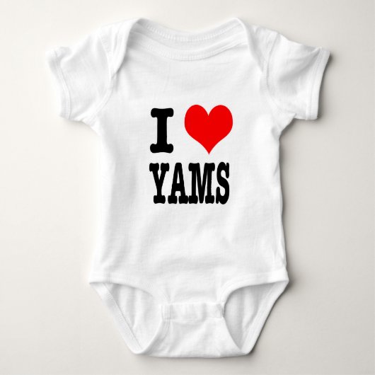 I HERZ (LIEBE) YAMS BABY STRAMPLER (Vorderseite)