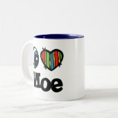 I Herz (Liebe) Zweifarbige Tasse (Vorderseite Links)