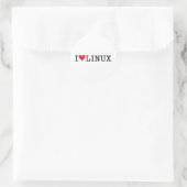I Herz Linux 2 Runder Aufkleber (Tasche)