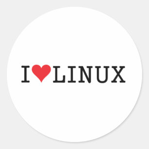 I Herz Linux 2 Runder Aufkleber
