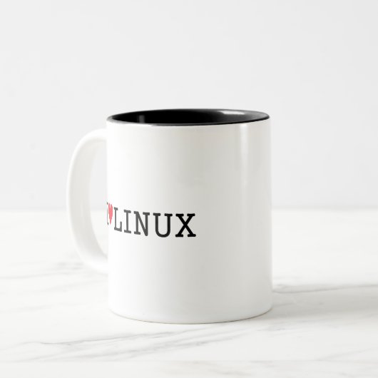 I Herz Linux 2 Zweifarbige Tasse (Vorderseite Links)
