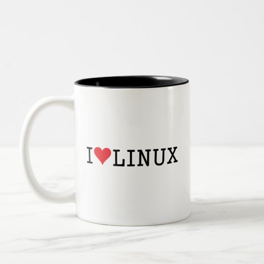 I Herz Linux 2 Zweifarbige Tasse (Links)
