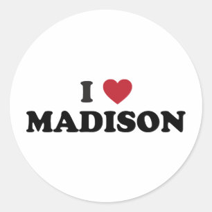 I Herz Madison Wisconsin Runder Aufkleber