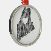 I Herz-Mainegrunge-Blick-Kontur-Staats-Liebe Ornament Aus Metall (Rechts)