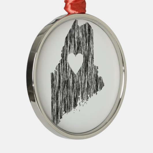 I Herz-Mainegrunge-Blick-Kontur-Staats-Liebe Ornament Aus Metall (Rechts)