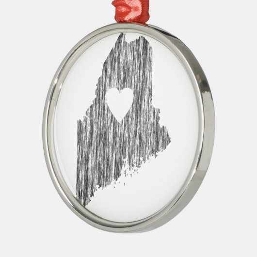 I Herz-Mainegrunge-Blick-Kontur-Staats-Liebe Ornament Aus Metall (Links)