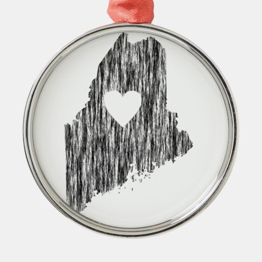I Herz-Mainegrunge-Blick-Kontur-Staats-Liebe Ornament Aus Metall (Vorne)
