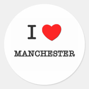 I Herz MANCHESTER Runder Aufkleber