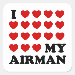 I (Herz) mein Airman Quadratischer Aufkleber