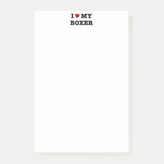 I Herz mein Boxer Post-it Klebezettel (Vorderseite)