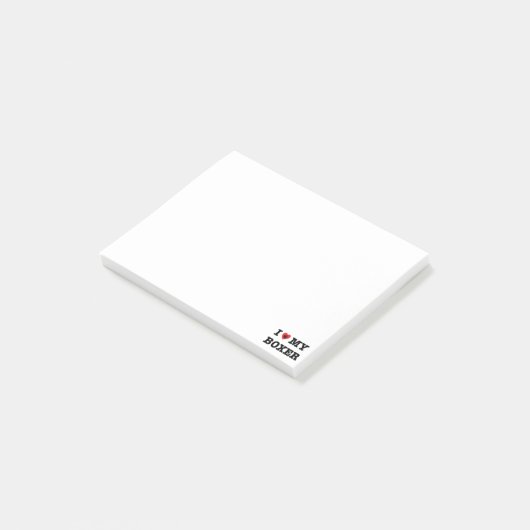 I Herz mein Boxer Post-it Klebezettel (angewinkelt)