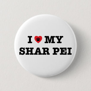 I Herz mein Shar Pei Knopf Button