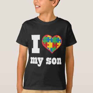 I Herz mein Sohn-Autismus-Puzzlespiel-Stück T-Shirt