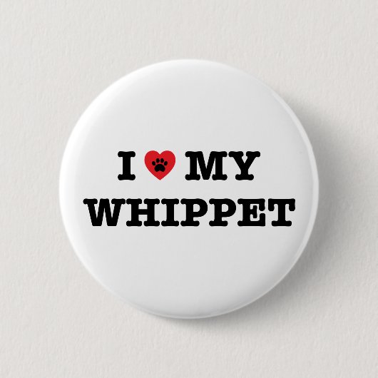 I Herz mein Whippet Knopf Button (Vorderseite)