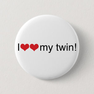I Herz mein Zwilling Button