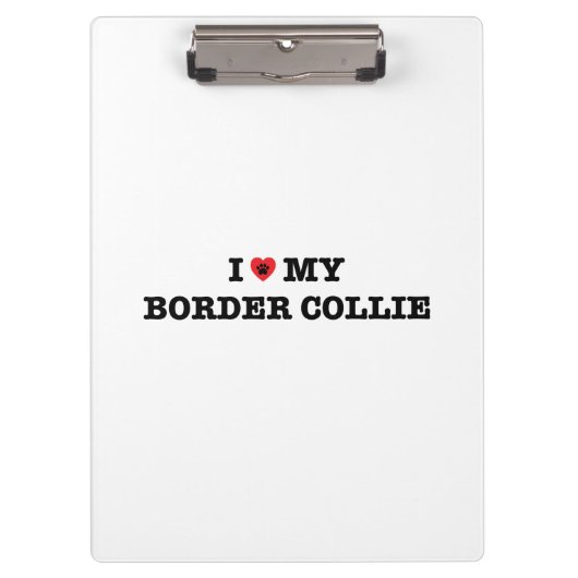 I Herz meine Border-Collie Klemmbrett (Vorderseite)