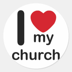 I Herz meine Kirche Runder Aufkleber