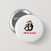 I Herz meine Tochter-Pinguine Button (Vorne & Hinten)
