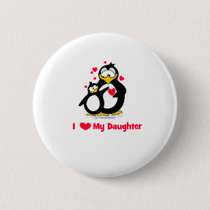 I Herz meine Tochter-Pinguine Button
