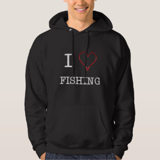 I [Herz] mit Kapuze Sweatshirt DUNKELHEIT fischend