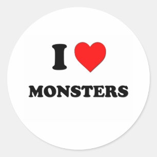 I Herz-Monster Runder Aufkleber