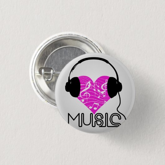 I Herz-Musik-runder Knopf Button (Vorne & Hinten)