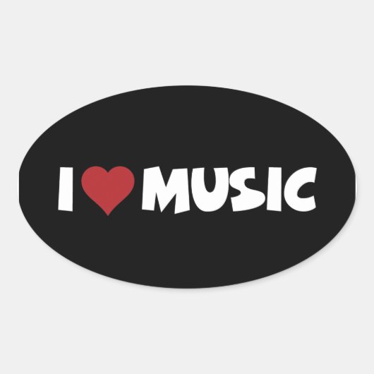 I [Herz] Musiksticker Ovaler Aufkleber (Vorderseite)