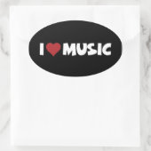 I [Herz] Musiksticker Ovaler Aufkleber (Tasche)