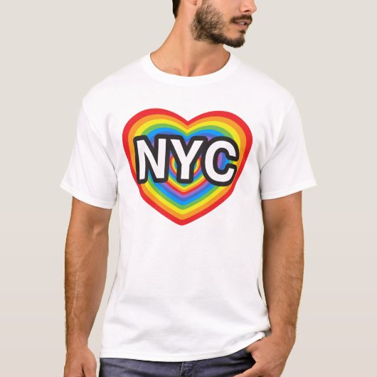 I Herz NYC. I Liebe NYC. New- York Cityregenbogen T-Shirt (Vorderseite)