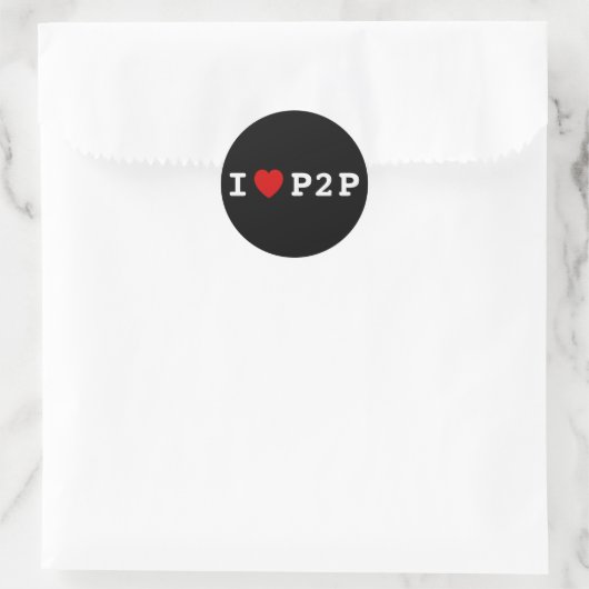 I Herz P2P Runder Aufkleber (Tasche)
