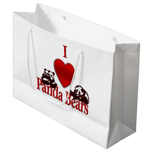 I Herz-Panda-Bären Große Geschenktüte (Vorderseite Schrägansicht)