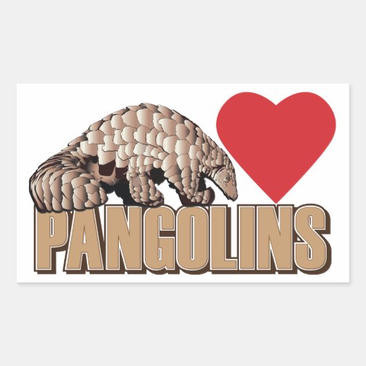 I Herz Pangolins Rechteckiger Aufkleber (Vorderseite)