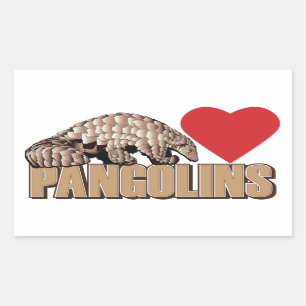 I Herz Pangolins Rechteckiger Aufkleber