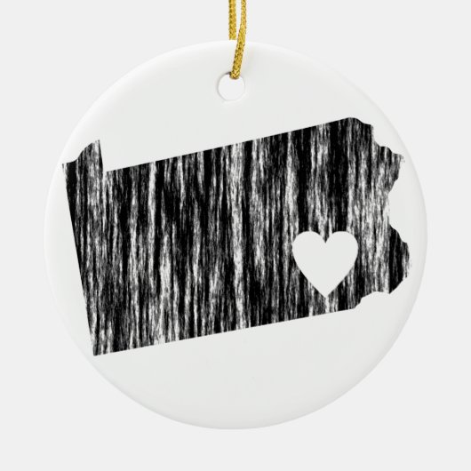 I Herz-Pennsylvaniagrunge-Kontur-Staats-Liebe Keramik Ornament (Vorne)
