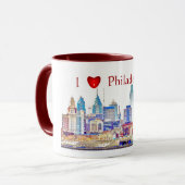 I Herz Philly Farbskizze-Tasse Tasse (Vorderseite Links)