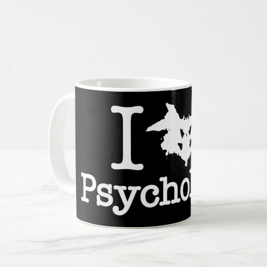 I Herz (Rorschach Inkblot) Psychologie Kaffeetasse (Vorderseite Links)
