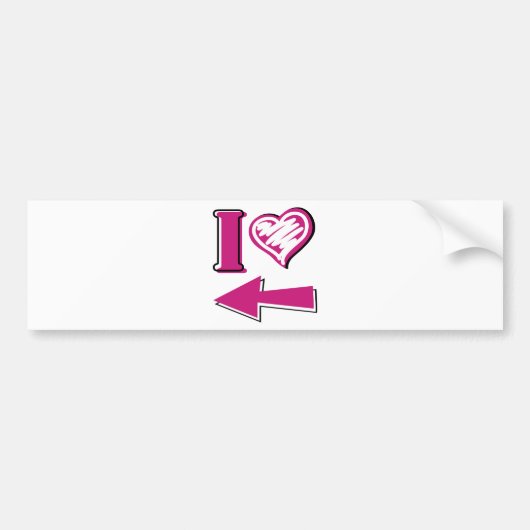 I Herz - rosa Pfeil Autoaufkleber (Vorne)
