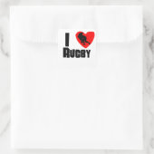 I Herz-Rugby Quadratischer Aufkleber (Tasche)